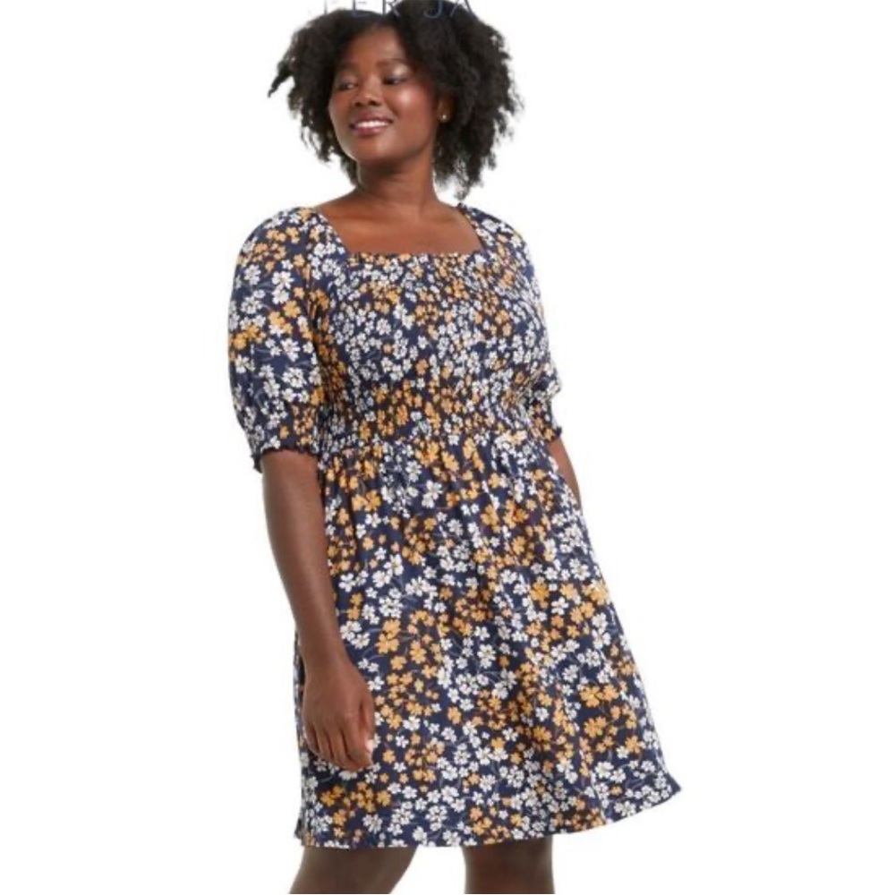 Draper James Blue and White Smocked Midi Dress